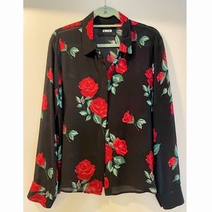 Reformation rose print button down